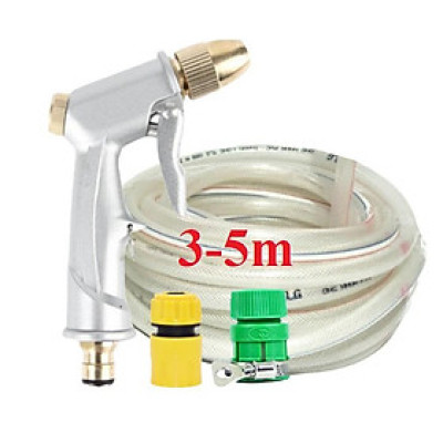 ️ Bộ dây vòi xịt nước rửa xe, tưới cây , tăng áp 3 lần, loại 3m, 5m 206701Rđầu đồng, cút+ túi đựng bút