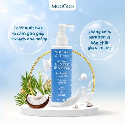 Dầu gội đầu dịu nhẹ cho bé không SLS, Sulfate, cho bé, da nhạy cảm, v da cơ địa - MooGoo