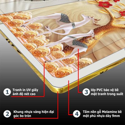 Bộ tranh gương 3 bức. Chất liệu bề mặt gồm 2 lựa chọn PVC hoặc mica trong suốt, 2 lựa chọn viền khung ms: 231359202L1