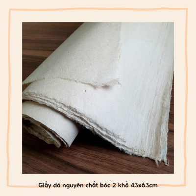 Giấy dó nguyên chất bóc 2 khổ 43x63cm - Giấy dó thủ công truyền thống Việt Nam - handmade mulberry paper