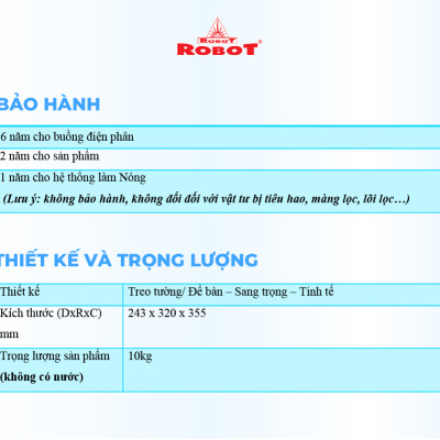 Máy Lọc Nước Điện Giải Ion Kiềm ROBOT IonSmart 1112 Nóng Thông Minh Tạo 12 Loại Nước Sử Dụng - Hàng Chính Hãng