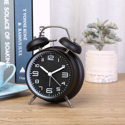 Đồng hồ báo thức 2 quả chuông kèm đèn kiểu cổ điển để bàn tiện lợi