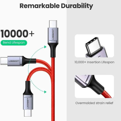 Ugreen UG60186US294TK 1m 60W Cáp usb 2 đầu type c bọc nhôm chống nhiễu mạ nickel - HÀNG CHÍNH HÃNG