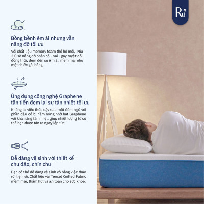 Gối Niu Cao Cấp Ru9 - Công Nghệ Đột Phá Graphene Foam | Chất Liệu Foam Mềm Mại