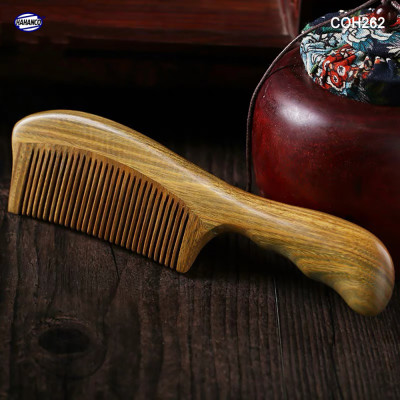 Lược gỗ Bách Xanh chuôi lượn sóng kiểu dáng Châu Âu (Size: XL-19,5cm) COH262 - mùi thơm dễ chịu, chải tóc suôn và mềm mại