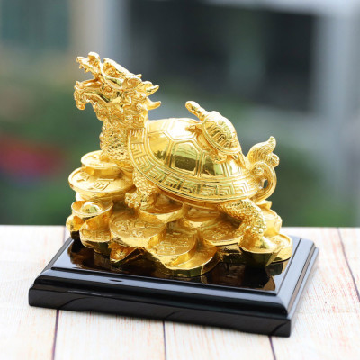 Tượng Long Quy (Rùa đầu Rồng) mạ vàng 24K - Quà tặng cho Sếp