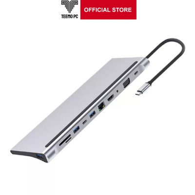 HUB Type C Chia 11 in 1 to HDMI VGA SD/TF  Audio USB RJ45 Cổng Dùng Cho Laptop MacBook Surface, Các Loại Điện Thoại Tablet Dùng Cổng USB - C TEEMO PC Hàng Chính Hãng