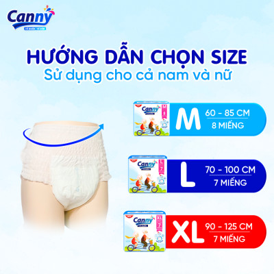 Tã/Bỉm Quần Người Lớn Canny Siêu Mềm, Siêu Thấm, Kháng Khuẩn Size M8 (8 Miếng)