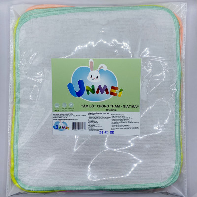 Set 10 Tấm Lót Sơ Sinh Chống Thấm  Unmei 30x30 Loại Đẹp Mịn - Sản Phẩm Có Thể Giặt Bằng Máy Giặt