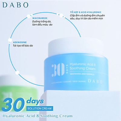 Kem dưỡng da Hyaluronic siêu cấp ẩm, dưỡng trắng chống nhăn làm dịu da - DABO Hyaluronic Acid 8 Soothing Cream 100ml
