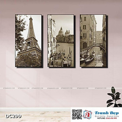 Bộ 3 tranh canvas treo tường Decor Châu Âu cổ điển - DC299