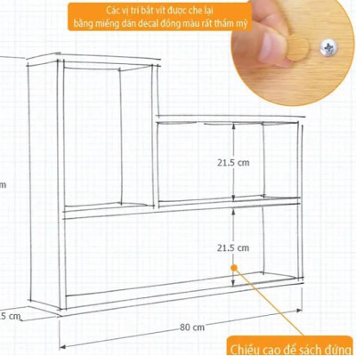 Kệ Để Sách Treo Tường Hiện Đại Tundo CTKT181 KT 62cm x 80cm x 15cm