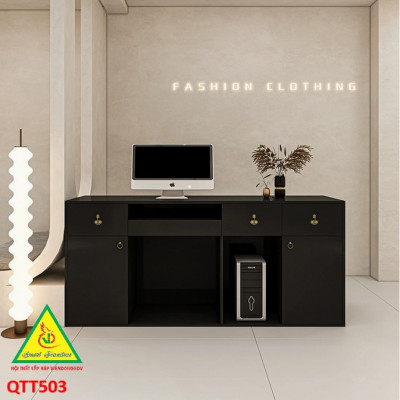 Bàn thu ngân, bàn lễ tân, bàn tính tiền bằng gỗ MDF QTT503 - NỘI THẤT LẮP RÁP VIENDONGADV