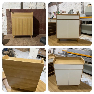 tủ giày dép gỗ công nghiệp 80x104x30 - mẫu 2 cánh, 1 ngăn kéo - chân gỗ sồi