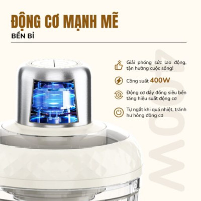 Máy Xay Thịt Đa Năng Unie UM366, 400W, 2 Cối Thủy Tinh, Chế Độ Tự Ngắt An Toàn, Hàng Chính Hãng