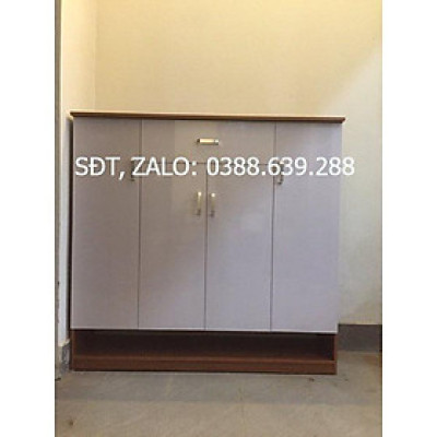 tủ giày nhựa đài loan cánh trắng khung vân gỗ đỏ