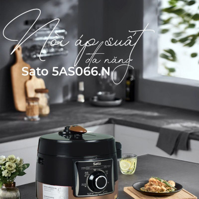 Nồi áp suất đa năng SATO 5AS066.N 5.0L - Nồi áp suất đa chức năng : nấu cơm, nấu cháo, hầm gân, ninh, súp, hấp, giữ ấm ...- Miễn phí vận chuyển toàn quốc - Hàng chính hãng