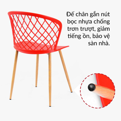 Ghế cafe mặt nhựa chân kim loại giả gỗ Carbo