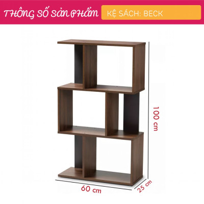 Giá sách bằng gỗ cho phòng khách SMLIFE Beck