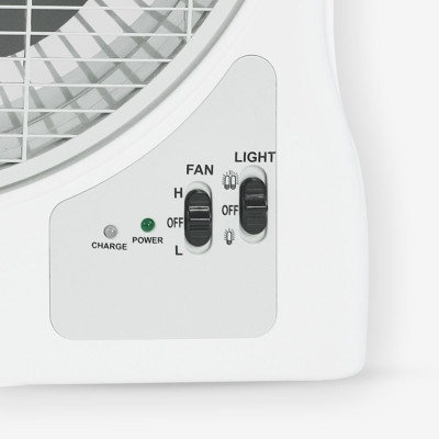 Quạt sạc tích điện dạng hộp AC&DC 12 inch Honjianda FL323/FL313 1-2 bình - có đèn LED & USB - Hàng chính hãng