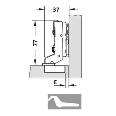 Bản lề thép giảm chấn Hafele Cucina Mạ niken sáng, thẳng, trùm ngoài - 334.00.061