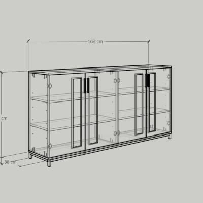 [Happy Home Furniture] LOUIS , Tủ lưu trữ 4 cửa mở - chân sắt , 168cm x 36cm x 84cm ( DxRxC), TCM_030