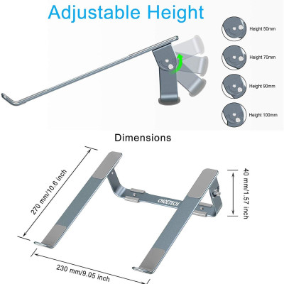 Giá đỡ Aluminum hiệu CHOETECH H033 cho Macbook Laptop 9 inch đến 17 inch giúp tản nhiệt thiết kế nhôm nguyên khối chống mỏi cổ khi làm việc - Hàng chính hãng