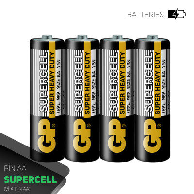 Pin đũa GP Supercell AAA 1.5V (2 viên),Pin AAA GP,Pin chuột máy tính,Pin điều hoà,Pin điều khiển quạt,Pin điều khiển tivi,Pin sử dụng cho các thiết bị nhỏ,Pin đồng hồ treo tường,Pin đồ chơi điện tử trẻ em