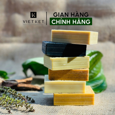 Cục Xà Bông Thảo Dược Sả Chanh VIETKET 100g - Làm Sạch, Giảm Mụn Lưng, Sáng Da, Duy Trì Độ Ẩm, Hương Thơm Thảo Dược