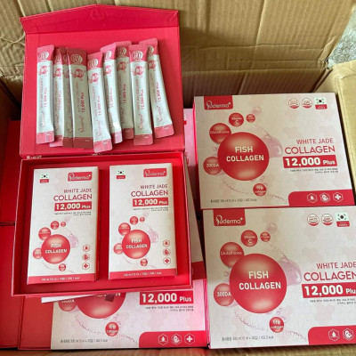 Collagen vảy cá White Jade Puderma 12.000 plus : Tăng độ đàn hồi cho làn da nhanh chóng, giúp da luôn căng mịn trắng sáng. Chống lão hóa da như nếp nhăn, khô ráp… và làm mờ vết thâm nám duy trì sự căng mướt, trẻ trung cho làn da