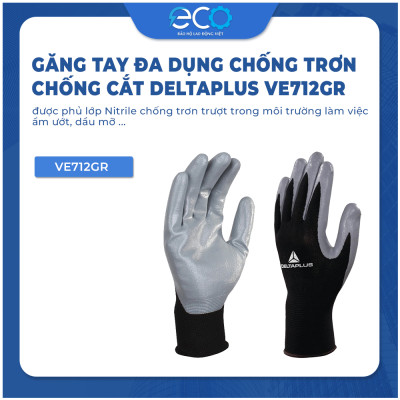 Găng tay đa dụng chống trơn, chống cắt Deltaplus VE712GR
