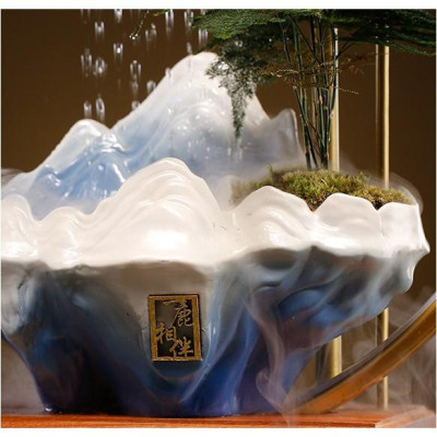 Hươu Bình An Thác Nước Phong Thủy, Đài Thưởng Trầm Phun Nước Kèm Đèn Led Cao Cấp