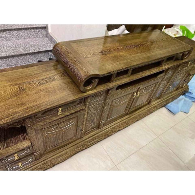 kệ tivi sừng trâu gỗ mun đuôi công 2m4