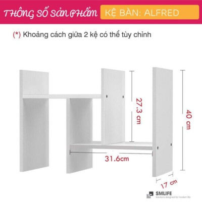 Kệ sách gỗ kệ sách mini trang trí bàn làm việc SMLIFE Alfred