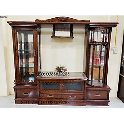 Kệ TIVI Gỗ Sồi Nga Kệ Kính Quay 2m2.