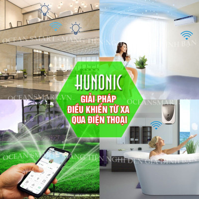 Công Tắc Cảm Ứng HUNONIC Luxury, Công Tắc Thông Minh Bluetooth Mesh Viền Vàng Hình Chữ Nhật - HNLUXC