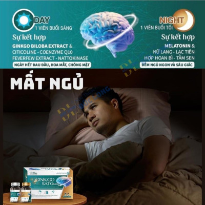 Bổ não Ginkgosato sasuka pharma, viên uống bổ não, tuần hoàn máu não, Hộp 2 lọ x 30 viên – Đức Long