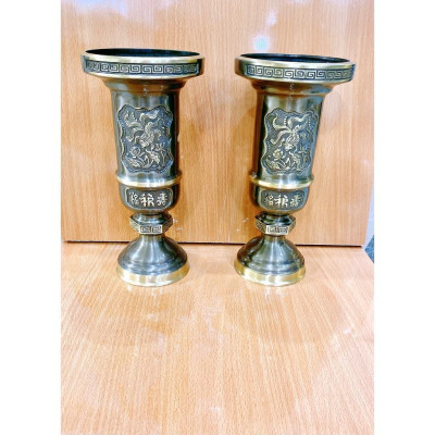 ĐÔI ỐNG ĐỰNG HƯƠNG CAO 29 x 14 CM NẶNG 3.6 KG CHẤT LIỆU BẰNG ĐỒNG