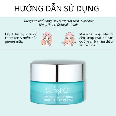 Kem dưỡng ẩm Sennio Perfect Whitening Day Cream dưỡng trắng da mặt ban ngày tái tạo và phục hồi da 30g SNO 829