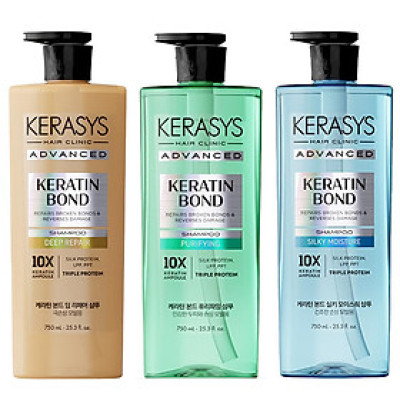 Dầu gội xả Hàn Quốc Kerasys Keratin Bond Shampoo phục hồi chuyên sâu cho tóc hư tổn, làm phồng và ngăn rụng tóc 600ml
