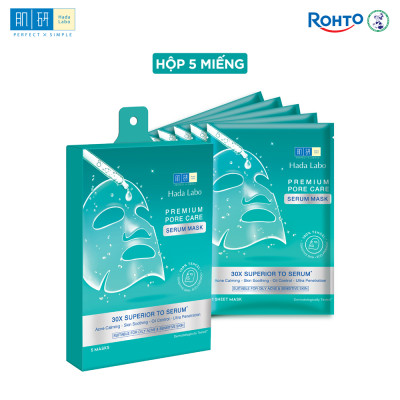 Hộp mặt nạ tinh chất làm dịu và cải thiện da mụn, nhạy cảm cao cấp Hada Labo Premium Pore Care Serum Mask (115g/5 miếng)