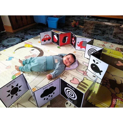 Thẻ Kích Thích Thị Giác Cho Trẻ Sơ Sinh, Trọn Bộ 3 Cuốn Kích Thích Thị Giác Song Ngữ Anh - Việt