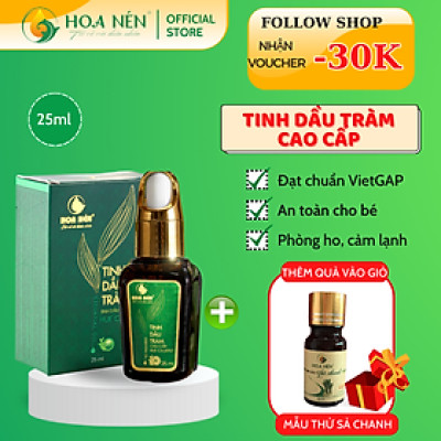 Tinh dầu Tràm Huế nguyên chất cao cấp Hoa Nén 25ml - Chuẩn VietGAP - Chăm sóc sức khỏe mẹ và bé