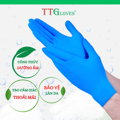 Găng Tay Cao Su Y Tế Size M Không Bột Nitrile TTGLOVES Màu Xanh (100 Chiếc)