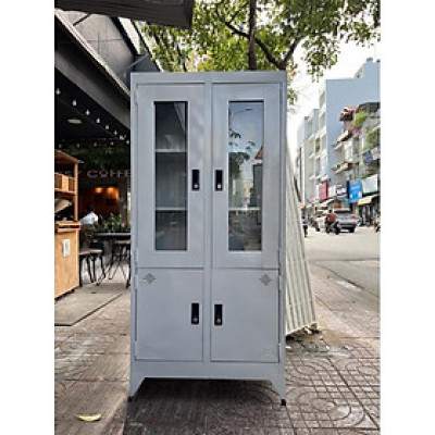 Tủ hồ sơ 4 cánh kính mở sơn tĩnh điện 02