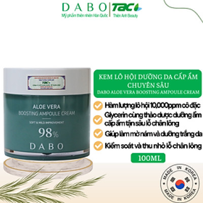 Kem Dưỡng Da Lô Hội DABO ALOE VERA BOOSTING AMPOULE CREAM Dưỡng Ẩm Chuyên Sâu pH 5.5 100ml