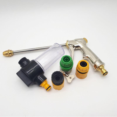 Bộ vòi xịt nước tưới cây, Rửa xe BTD-5205 vòi súng đồng VOI-17 kèm bình xà phòng - màu ngẫu nhiên