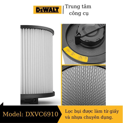 Bộ lọc Hepa, lọc bụi dạng khuôn DeWalt DXVC6910 phụ kiện máy hút bụi DeWALT DXV23P, DXV30S, DXV34P, DXV38S   - Hàng chính hãng