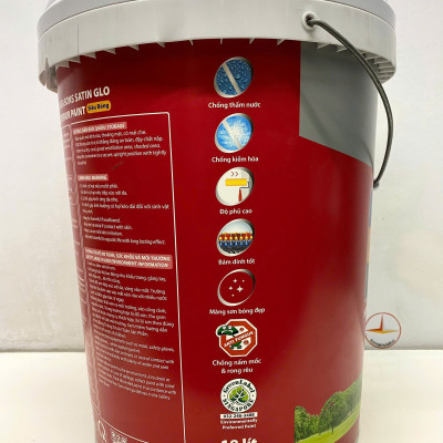 Sơn nước ngoại thất cao cấp TOA 4 Seasons Satin Glo siêu bóng màu xanh 7506 _ 18L