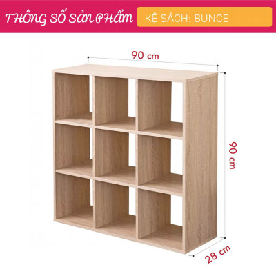 Giá sách bằng gỗ cho phòng khách SMLIFE Bunce